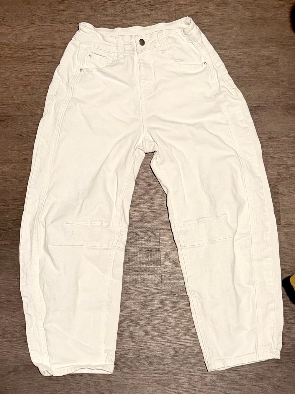 White Mid-Rise Barrel Jeans